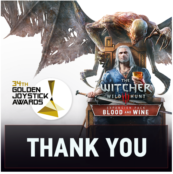 The Witcher 3: Wild Hunt Golden Joystick Awards 2016
