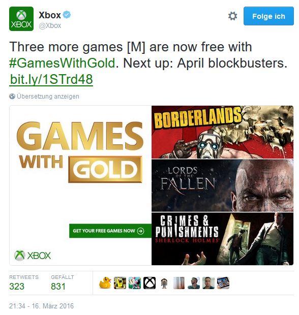 Games with Gold April 2016