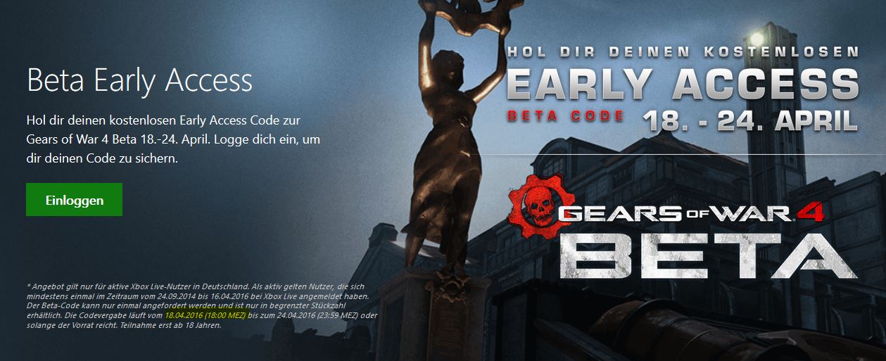 Gears of War 4: Xbox Seite kündigt Code Vergabe ab 18:00 Uhr an