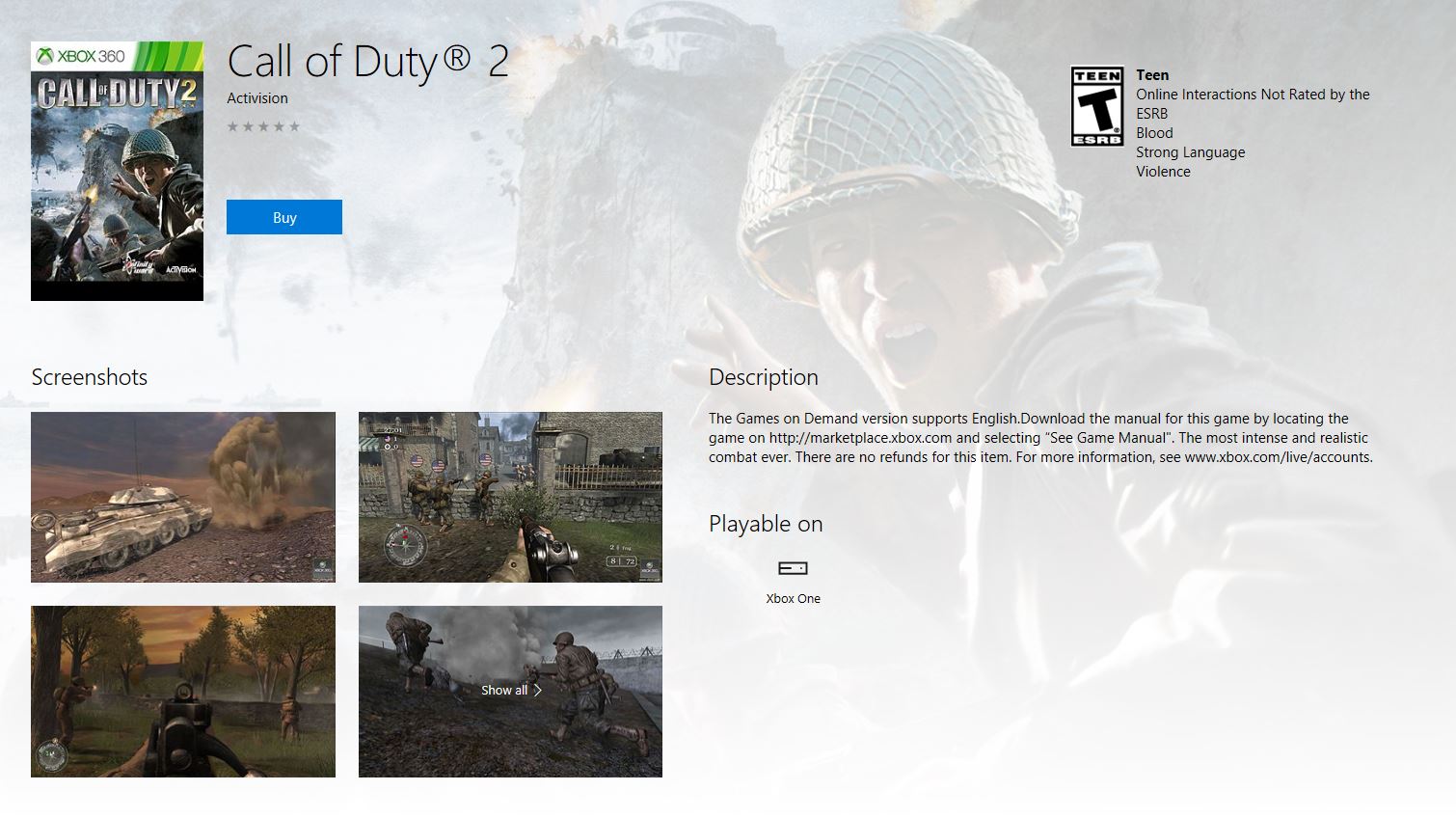Abwärtskompatibilität: Call of Duty 2 im Store aufgetaucht