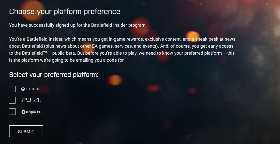 EA Insider können ihre Beta Plattform Präferenz wählen