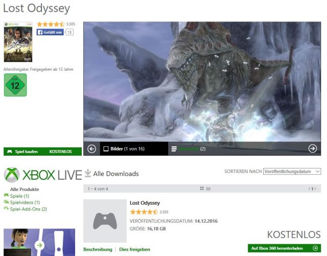 Xbox One Dashboard: Abwärtskompatibilität: Lost Odyssey kostenlos